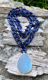 Ocean Storm Blue Agate Pendant Resin Link Necklace