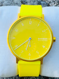 Skagen Aaren Kulor Bright Yellow Silicone Strap Quartz Minimalistic Watch