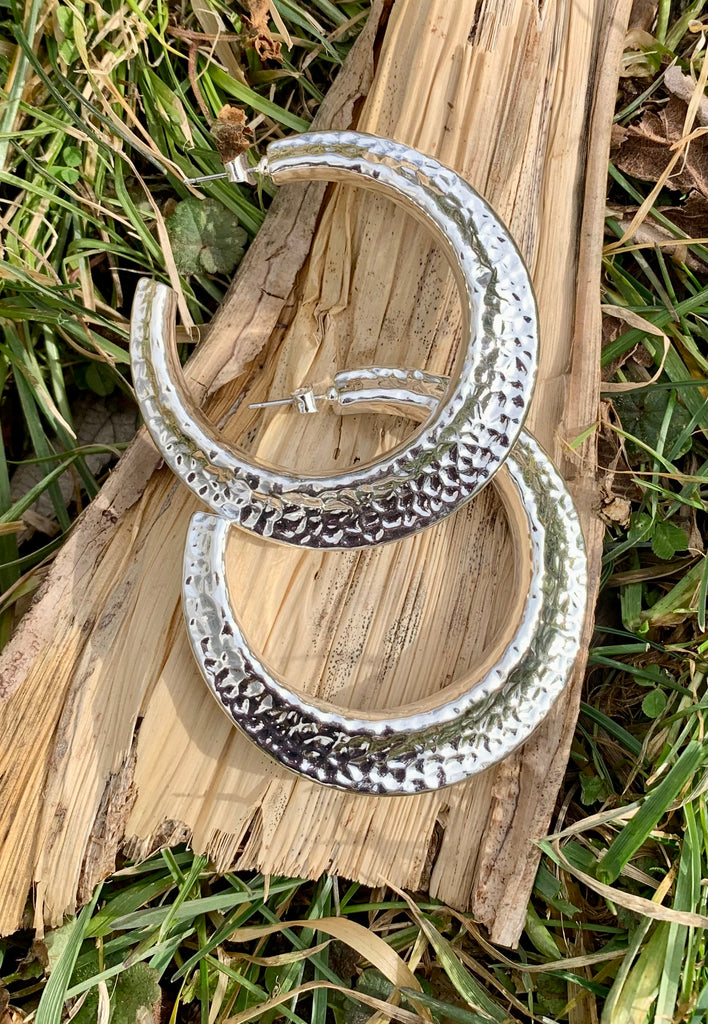 Silver Metallic Hoop Earrings