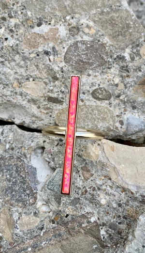 Kendra Scott "Reggie" Hot Pink Opal Gold Cocktail Ring Size 8