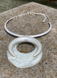 Brushed Silver Horseshoe Resin Pendant Necklace