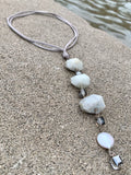 Barse Sterling Silver White Opal, Crystal & Freshwater Coin Pearl Leather Necklace