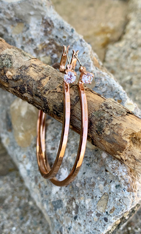 Vince Camuto Rose Gold CZ Stud Hoop Earrings