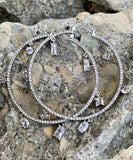 Vince Camuto Silver Metallic Jeweled Charm Hoop Earrings