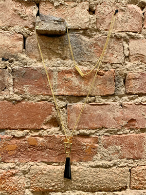 Vince Camuto Tropical Equinox Black Goldstone Pendant Necklace