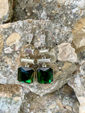 Vince Camuto Dark Emerald Crystal Baguette & Cubic Zirconia Drop Earrings