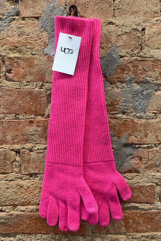 Ugg Australia Women's Luxe Bright Pink Long Cuff Tech Knit Gloves