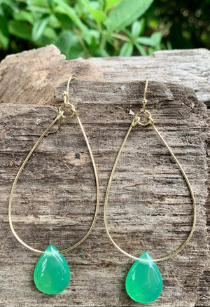 Drop by Anytime Green Agate & Bronze Drop Earrings