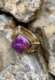 Barse Studded Purple Turquoise Bronze Ring Size 8