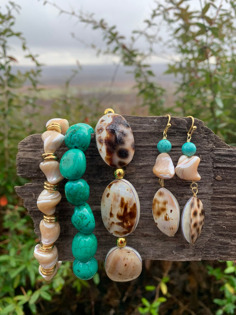 Bora Bora Turquoise & Shell Drop Earrings