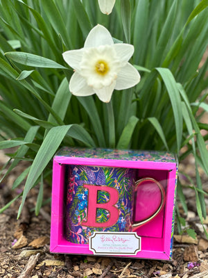 Coming in Hot Lilly Pulitzer Initial "B" Ceramic Coffee Mug