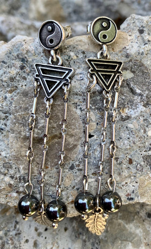 Alex and Ani Yin & Yang Silver Chandelier Earrings