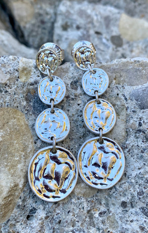 Soho Coin Linear Drop Statement Earrings