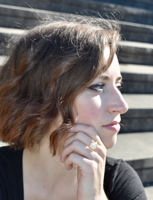 Bronze Moonstone Faceted Ring Size 8