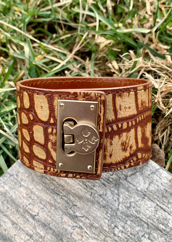 Jocelyn Brown Bronze Leather Cuff Bracelet