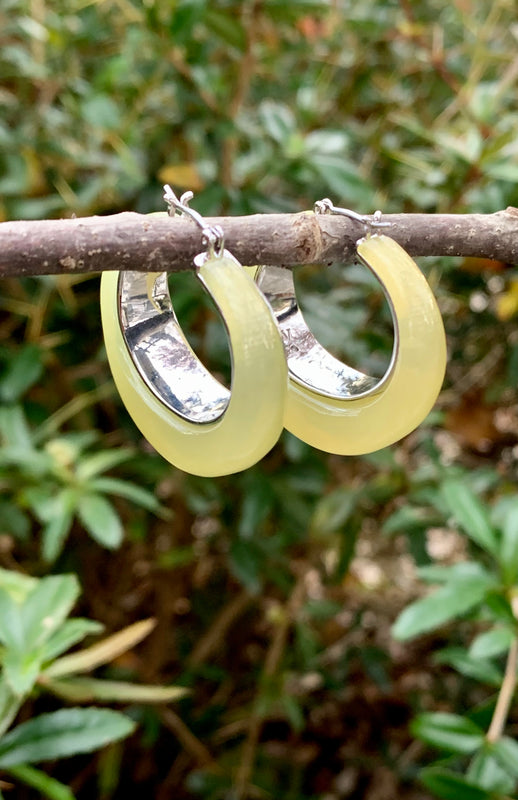Vince Camuto Green Resin Hoop Earrings