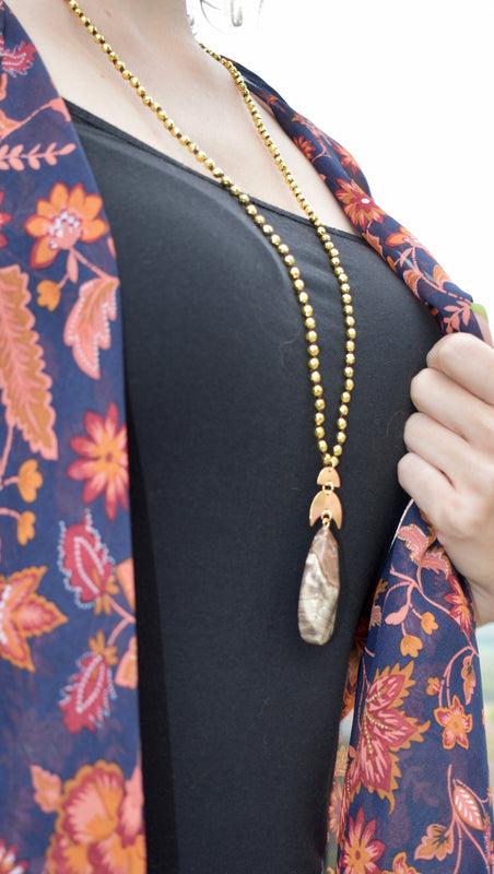 Barse Bronze & Jasper Pendant Endless Necklace