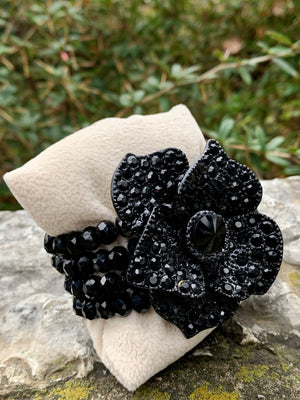 Couture 4-Strand Beaded Flower Statement Bracelet