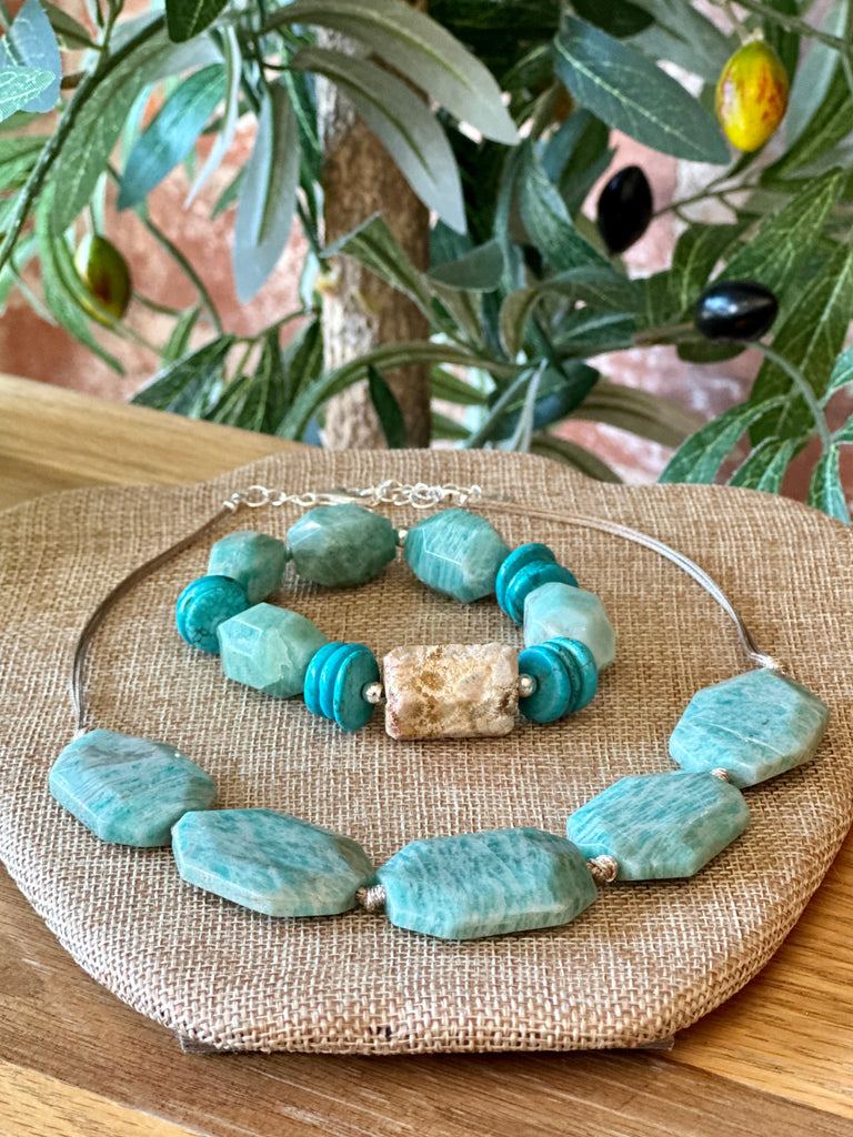 Lucky Five Amazonite & Leather Necklace