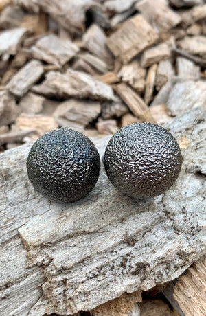 Textured Gray Hematite Ball Stud Earrings