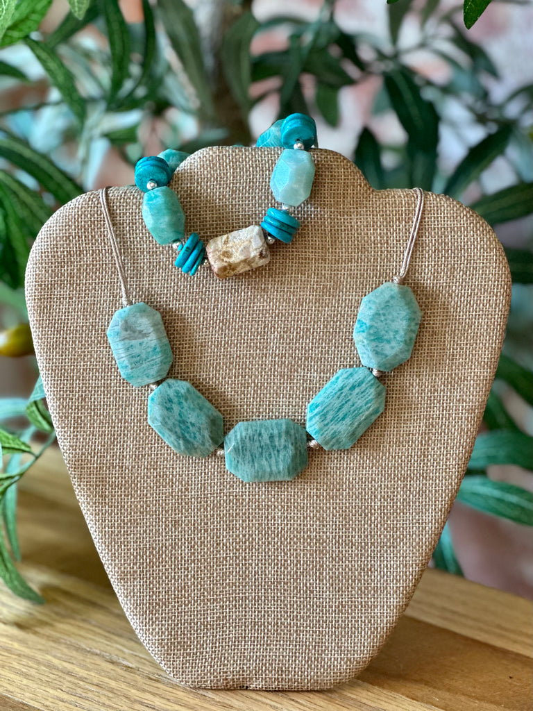 Lucky Five Amazonite & Leather Necklace