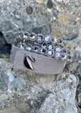 Swarovski Light Gray Crystal Multi-Strap Power Collection Fabric Bracelet
