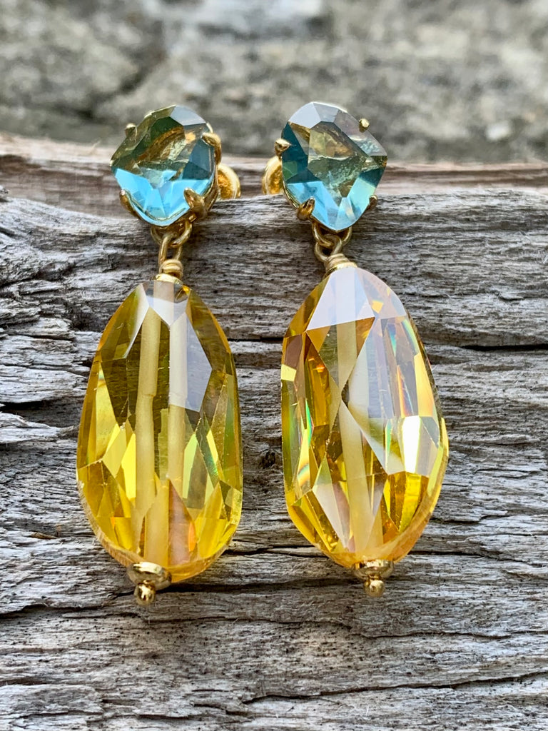 Treasure Trove Yellow Crystal Teardrop Earrings