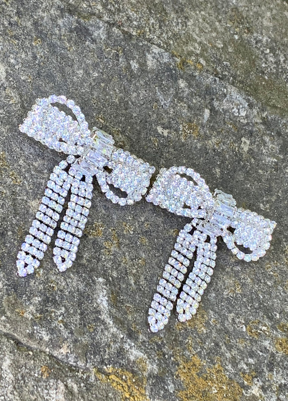 Wrap in a Bow Rhinestone Earrings