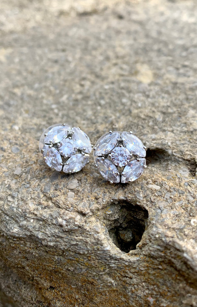 Marquise CZ Cluster Stud Earrings