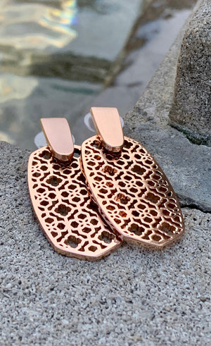 Kendra Scott Aragon Rose Gold Filigree Drop Earrings