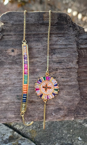 Rainbow Cross Bracelet Set