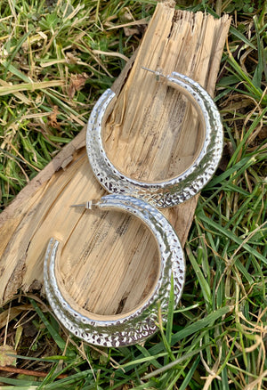 Silver Metallic Hoop Earrings