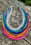 Multi-Layer Multi-Color Beaded Strand Bib Necklace