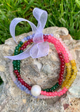 Multi-Color Gemstone & Freshwater Pearl 3-Strand Bracelet