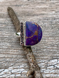 Purple Turquoise & Sterling Silver Ring Size 7