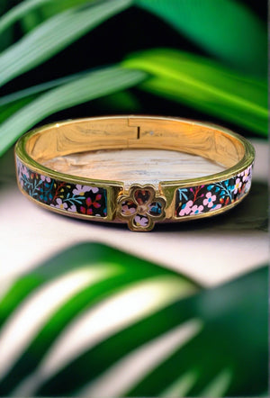 Multi-Color Flower Printed Bangle Bracelet