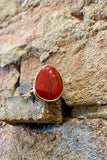 Bronzed by Barse Red Coral Teardrop Bronze Ring