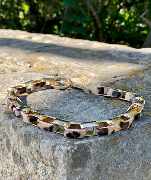 Leopard Print Inter Locked Link Necklace