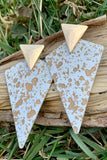 Landry Painted White & Gold Pyramid Drop Earrings