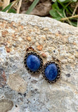 Blue Lapis & Bronze Stud Earrings