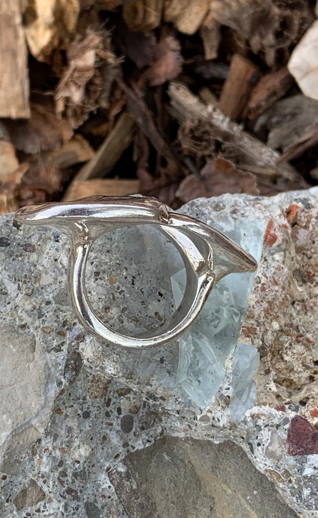 Corazon Parto Broken Irregular Metal Heart Ring Size 7.5