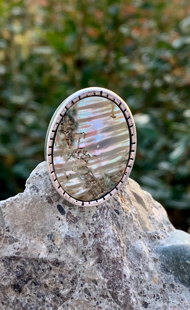 Abalone Cocktail Ring Size 7.5