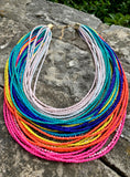 Multi-Layer Multi-Color Beaded Strand Bib Necklace