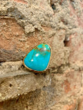 Barse Thailand Turquoise Hammered Bronze Statement Ring Size 8