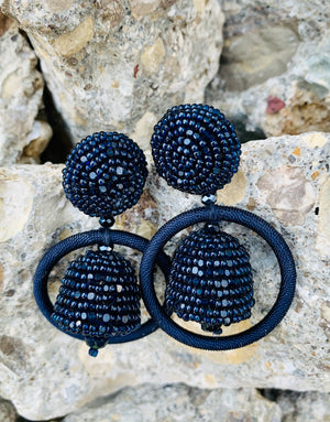 Sachin & Babi Palmer Navy Hoop Beaded Earrings