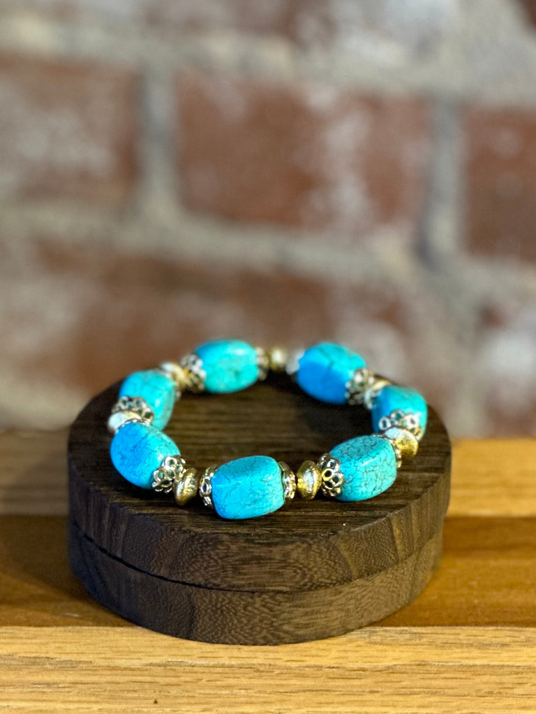 Perfectly Polished Turquoise Bracelet with Gold Accents