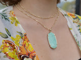 Faceted Reid Gold Long Pendant Necklace in Sea Green Chrysocolla