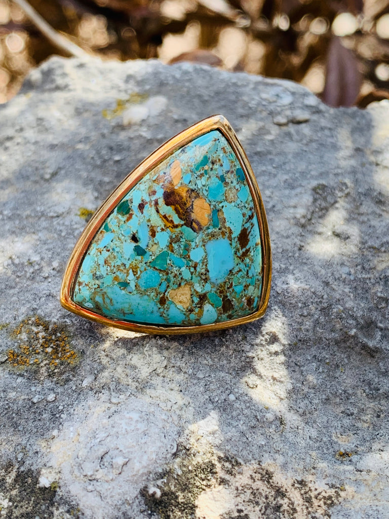 Turquoise and Bronze Ring Size 8