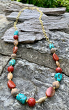 Multi-Stone Chain Link Necklace