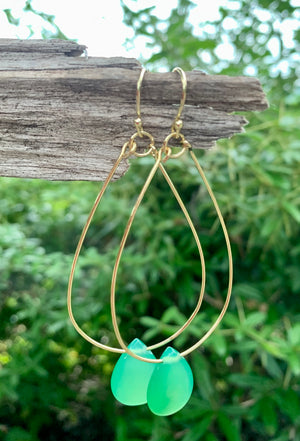 Drop by Anytime Green Agate & Bronze Drop Earrings